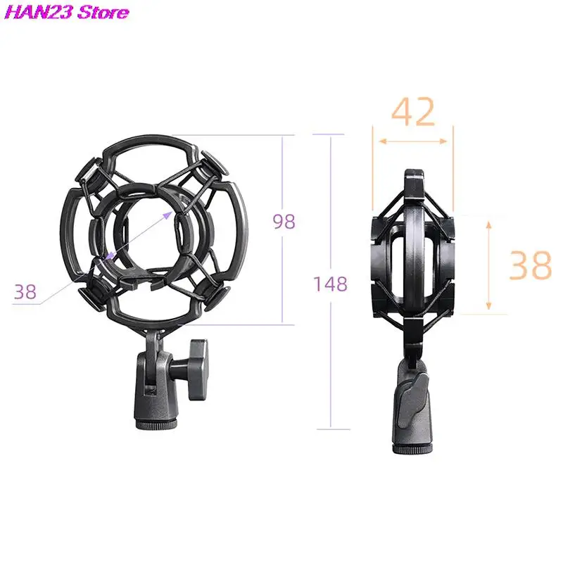 1x Универсальный профессиональный конденсаторный микрофон, держатель для микрофона, держатель для студийной записи, кронштейн для большой диафрагмы, черный зажим для микрофона