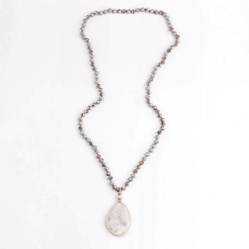 Подвеска-ожерелье из матового золота с искусственной подвеской 8 мм стеклянные