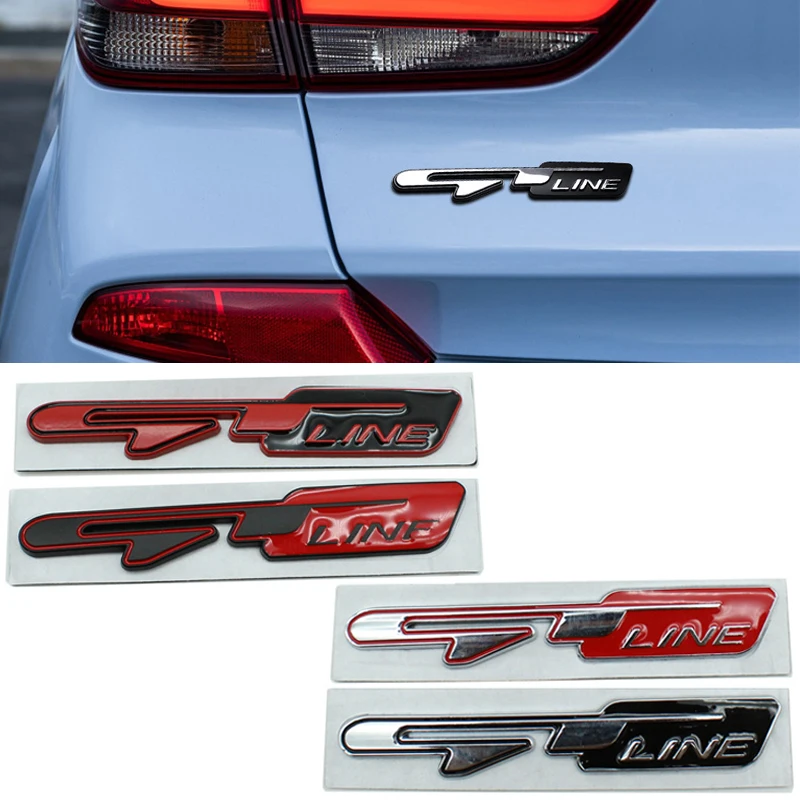 

3D Car GT line Design Fender Rear Trunk body Emblem Badge sticker For Peugeot For Kia K9 Forte Ceed Cerato RIO K3 K5 Accessories