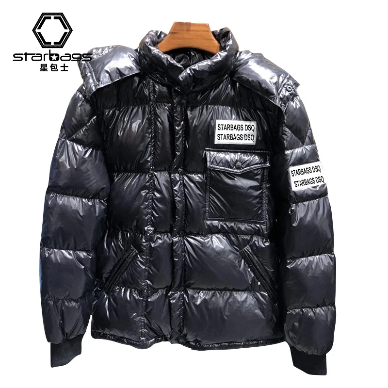 2022new high quality stardsq down jacket, men's winter Hooded Jacket, suitable for male students, thickened and warm long ja