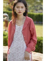 ziqiao thin shirt women design sense niche summer 2022 loose casual commute full sleeve chiffon pink black female tops