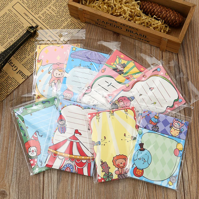 

Оптовая продажа, креативные и удобные бумажные этикетки для сообщений, блокноты для записей в цирке, простыни, милые школьные принадлежност...