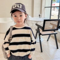 2022 autumn new children striped t shirts girls long sleeve bottoming tops cotton baby loose shirts kids casual pullover clothes