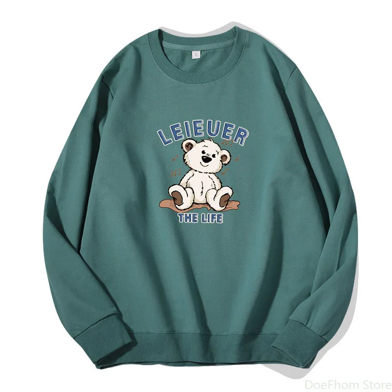 

Новинка, женская одежда, модные толстовки, свитшот с рисунком музыкальный медведь, женский весенний пуловер из чистого хлопка, топы с длинным рукавом, уличная одежда