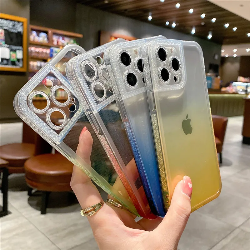 

Gradient Diamond High TPU Case for iPhone 13 Pro Max 11 12 Mini X XR Xs Max 7 8 Plus SE 2020 Case Cover Silicone Glitter Capa