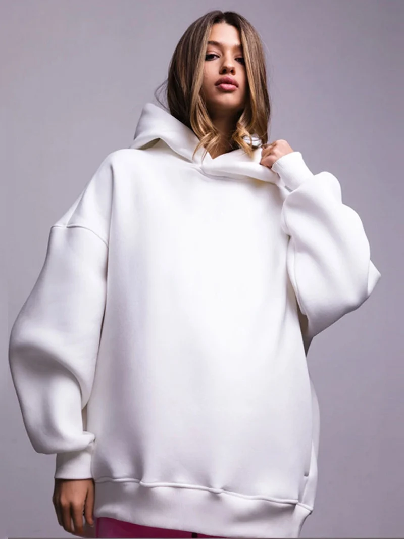 DGLUKE зимние плотные флисовые толстовки свободные повседневные унисекс с длинным