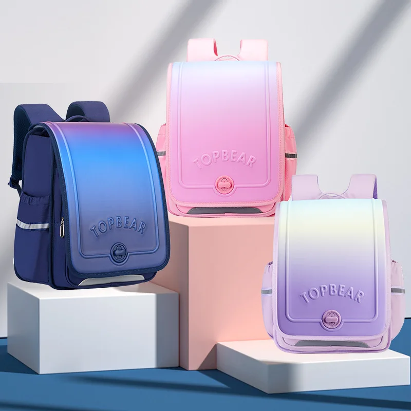 British Style Children Vertical Horizontal Gradient Large Backpacks Simple Girls Boys Student Primary School Bags Back To School