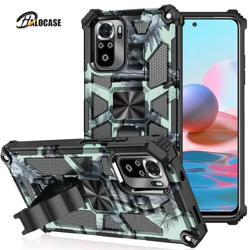 

For Xiaomi Redmi Note 10S 4G 10 Pro Max Case Armor Shockproof Car Magnetic Holder Ring Phone Case for Pocophone Poco X3 NFC