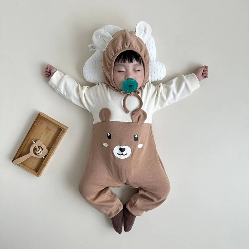 

MILANCEL, 2023, осенняя одежда в стиле Instagram для младенцев, мальчиков и девочек, комбинезон с длинным рукавом и медведем