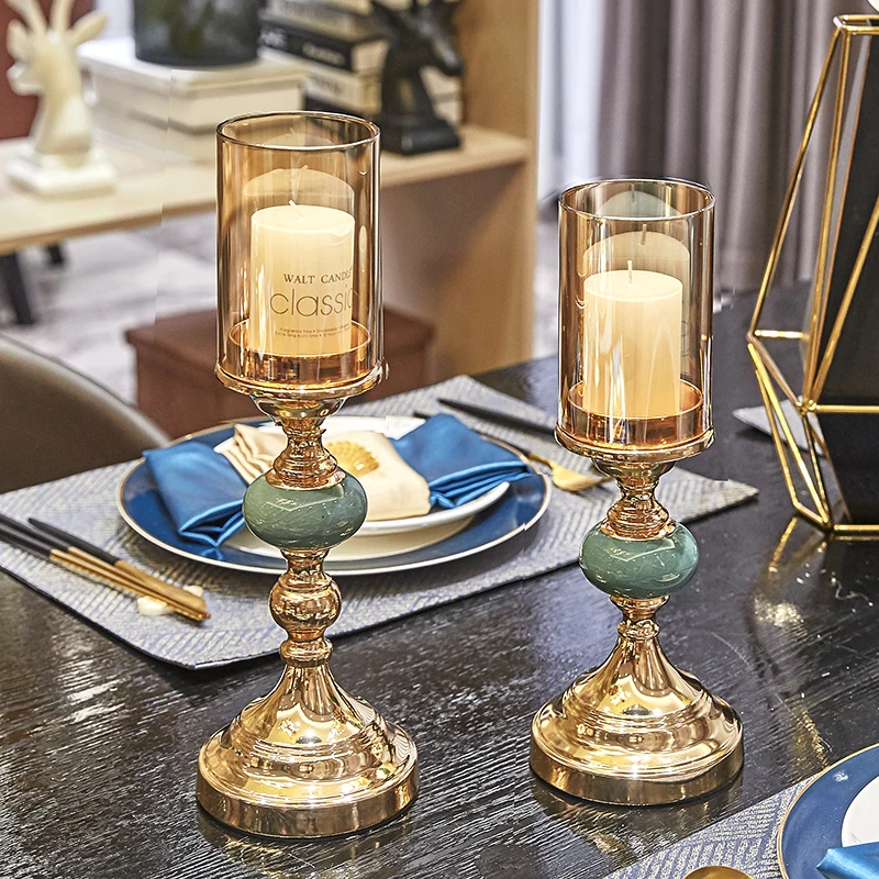 

Керамический Романтический стеклянный подсвечник, Роскошный Металлический Рождественский подсвечник в скандинавском стиле, ароматическо...