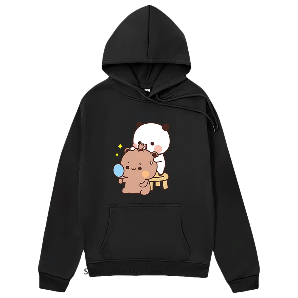 Girls Kawaii Graphic Hoodie Bubu Dudu Print Sweatshirt Cartoon Panda Bear Clothes Men's Clothing for Women Y2k Clothes Spring