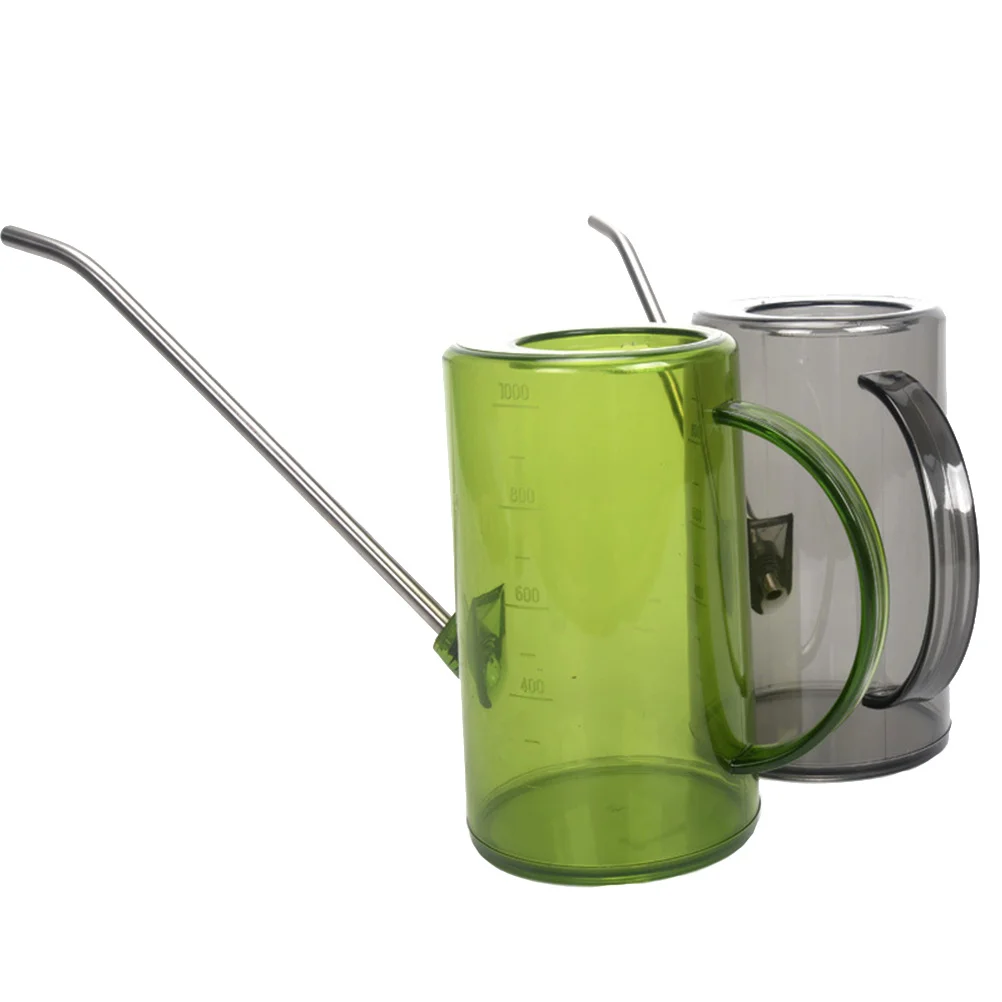 

2 Pcs Scale Watering Can Bottle Garden Tool Long Spout Plastic Spray Bottles Waterbottle Supply 1000ml Pot