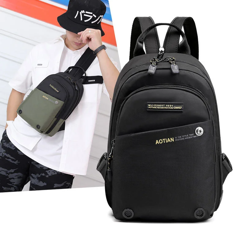 

High Quality Nylon Men's Knapsack 2021 New Casual Outdoor Backpack Fashion Hit Color Crossbody Bags Men Waterproof Storage Bag