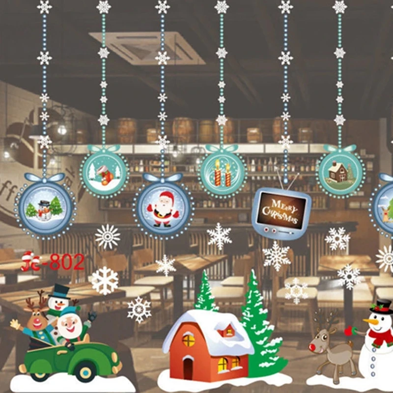 

Christmas Snowflake Electrostatic Wall Sticker Glass Windows Decals Merry Christmas Home Decoration Stickers New Year Wallpaper