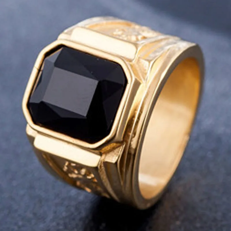 

2022 New Style Black Gem Ring European and American Fashion Temperament High-quality Business Men's Jewelry Wedding Accessories