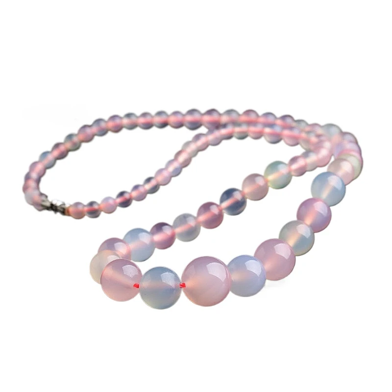 Ожерелье из агата халцедона натурального цвета цепочка с кристаллами башни