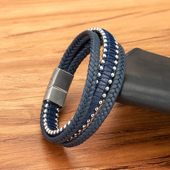 Classic Stainless Steel Bracelets - Black Blue Brown Color Punk 3