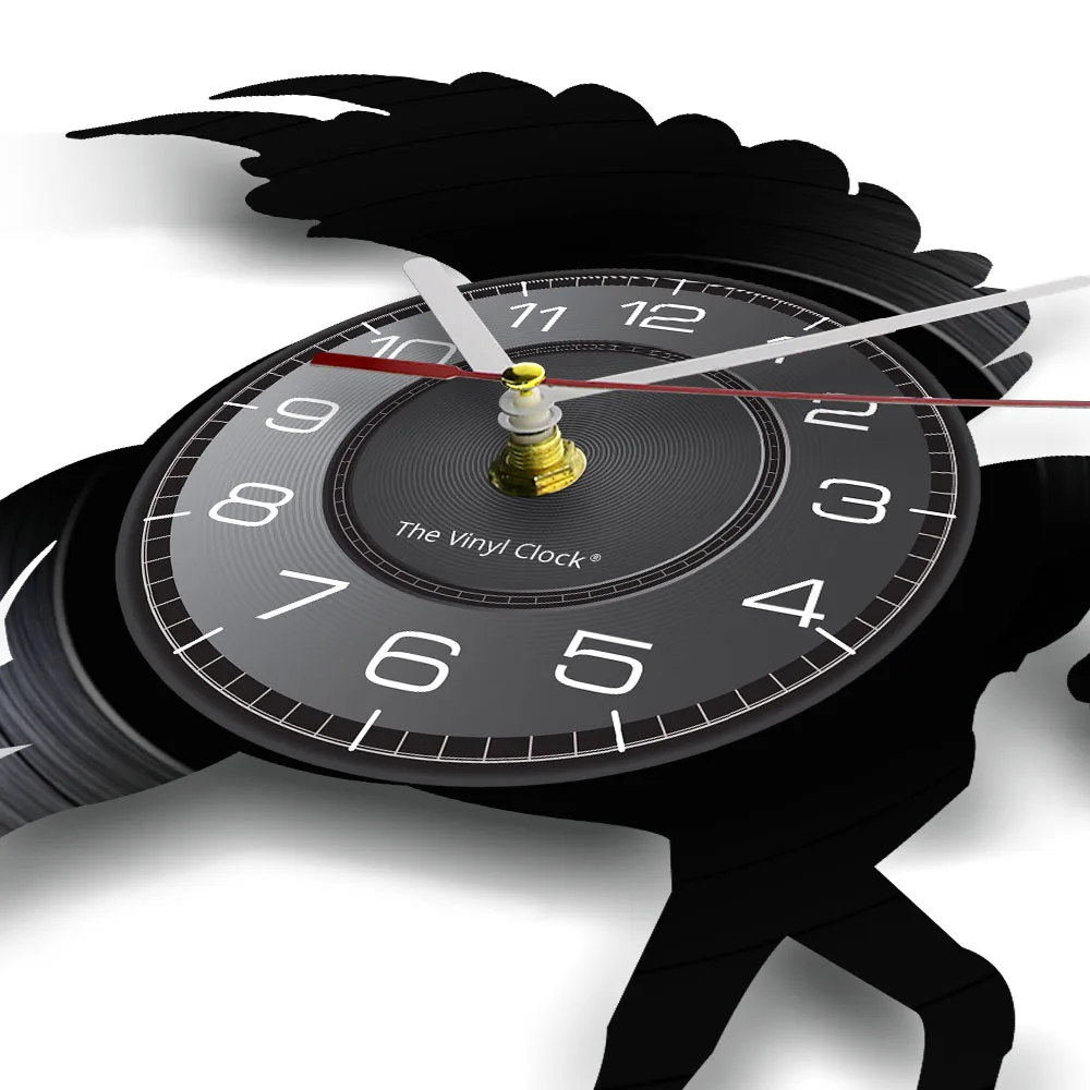 Блестящие настенные часы в виде единорога с крыльями виниловые для записи