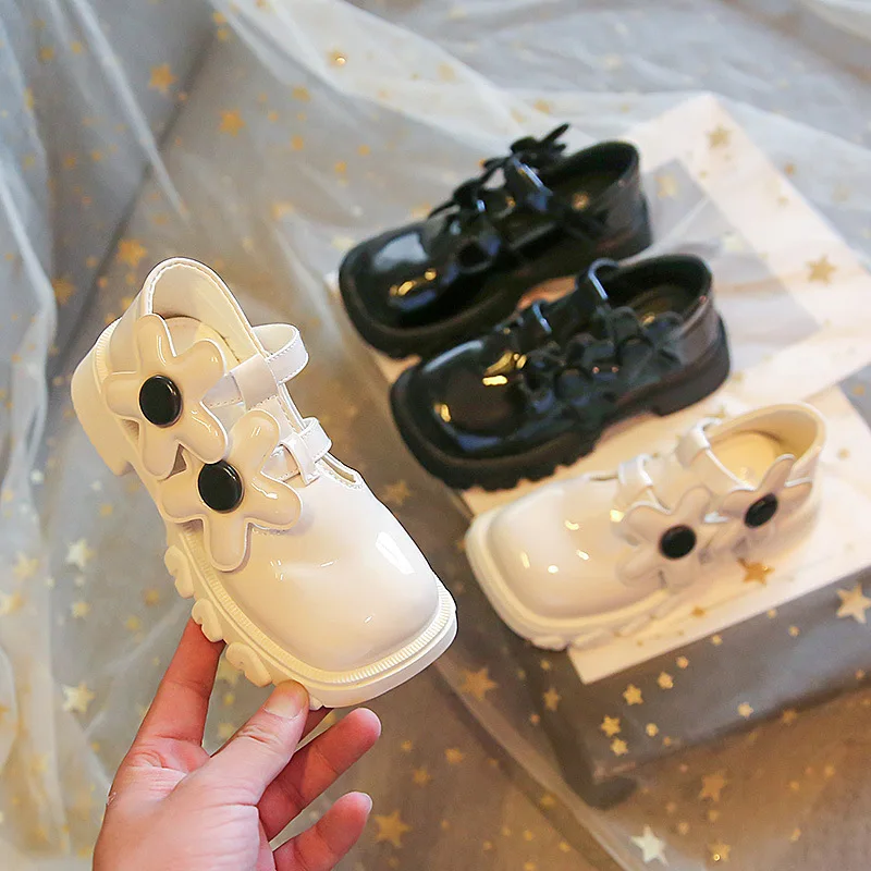 

Girls Flowers Loafers 2022 Spring Fashion Kids Korean Style Square-toe Shoes Children Hook Loop Non-slip Casual loafers Shoes