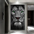 Черно-белая картина с изображением Льва, живопись на холсте, декоративная живопись, современный настенный плакат и принты для гостиной, украшение для дома