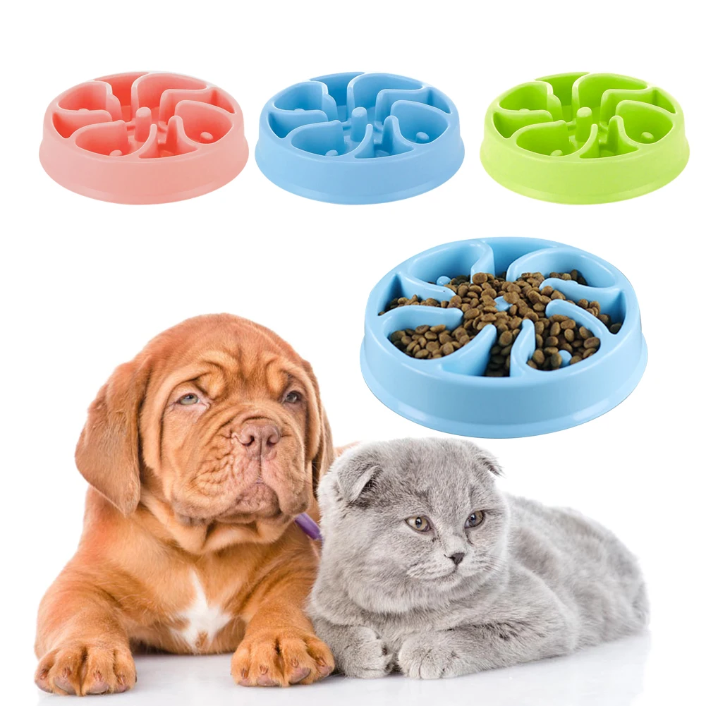 

Портативная настольная миска для еды, миска-Кормушка для щенков, медленное питание, жесткая пластиковая диетическая тарелка для кошек