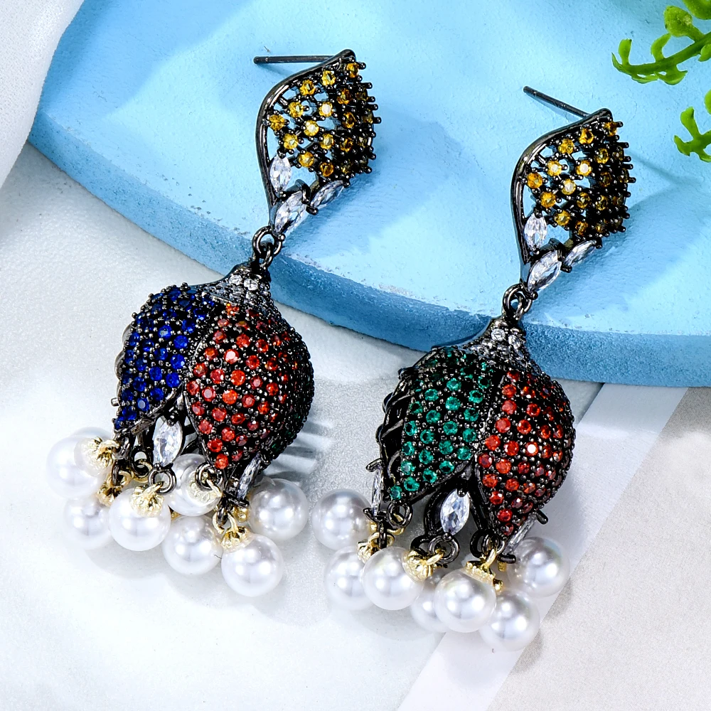 GODKI Famous Indian Kundan Earrings for Women Wedding Cubic Zircon Fashion Engagement Party Jewelry pendientes mujer moda 2022