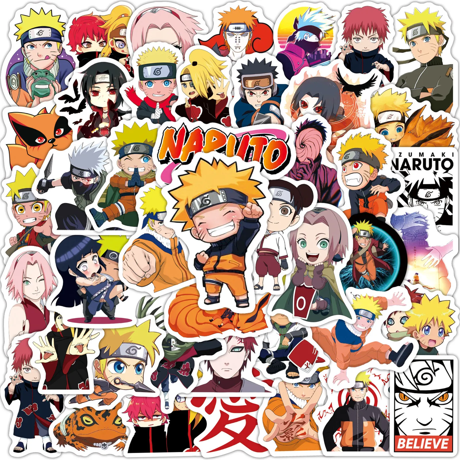 

100PCS new Japanese anime NARUTO Kawaii version Naruto Sasuke graffiti stickers waterproof removable luggage notebook stickers