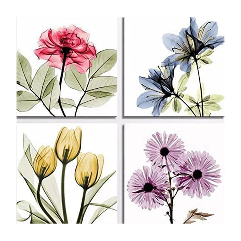 

Набор для алмазной живописи, набор из 4 разноцветных цветов, картина из страз «сделай сам» 30x30 см