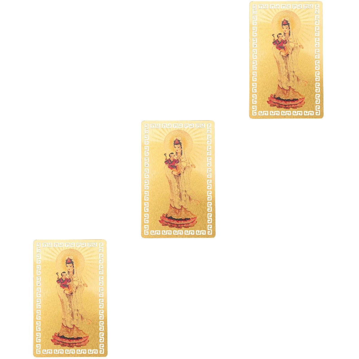 

3pcs Chinese Style Amulet Metal Kwan Yin Luck Auspicious Success Protection