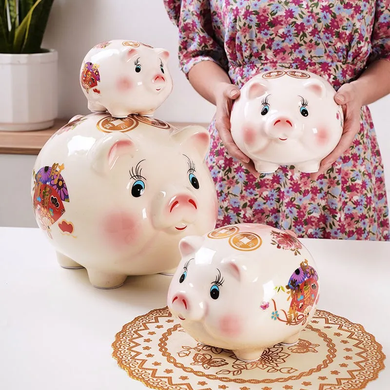 Secret Large Money Box Ceramic Cartoon Wedding Hidden Safe Cute Pig Piggy Bank for Papper Money Tirelire Enfant Home Decoration