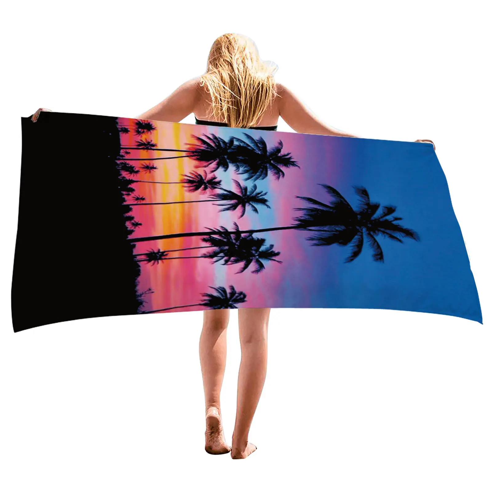 

Coconut Tree Scenery Large Beach Towel Quick Dry Towel Surf Poncho Microfiber Summer Sea Surfers Travel Camping Picnic Women Men