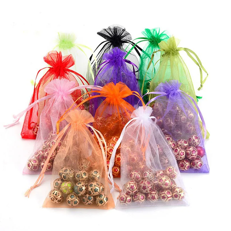 

50Pcs 7x9CM Jewelry Bags Packing Drawable Birthday Gifts Sheer Gauze Element Wedding Party Candy Dried Flower Sachet Storage Box