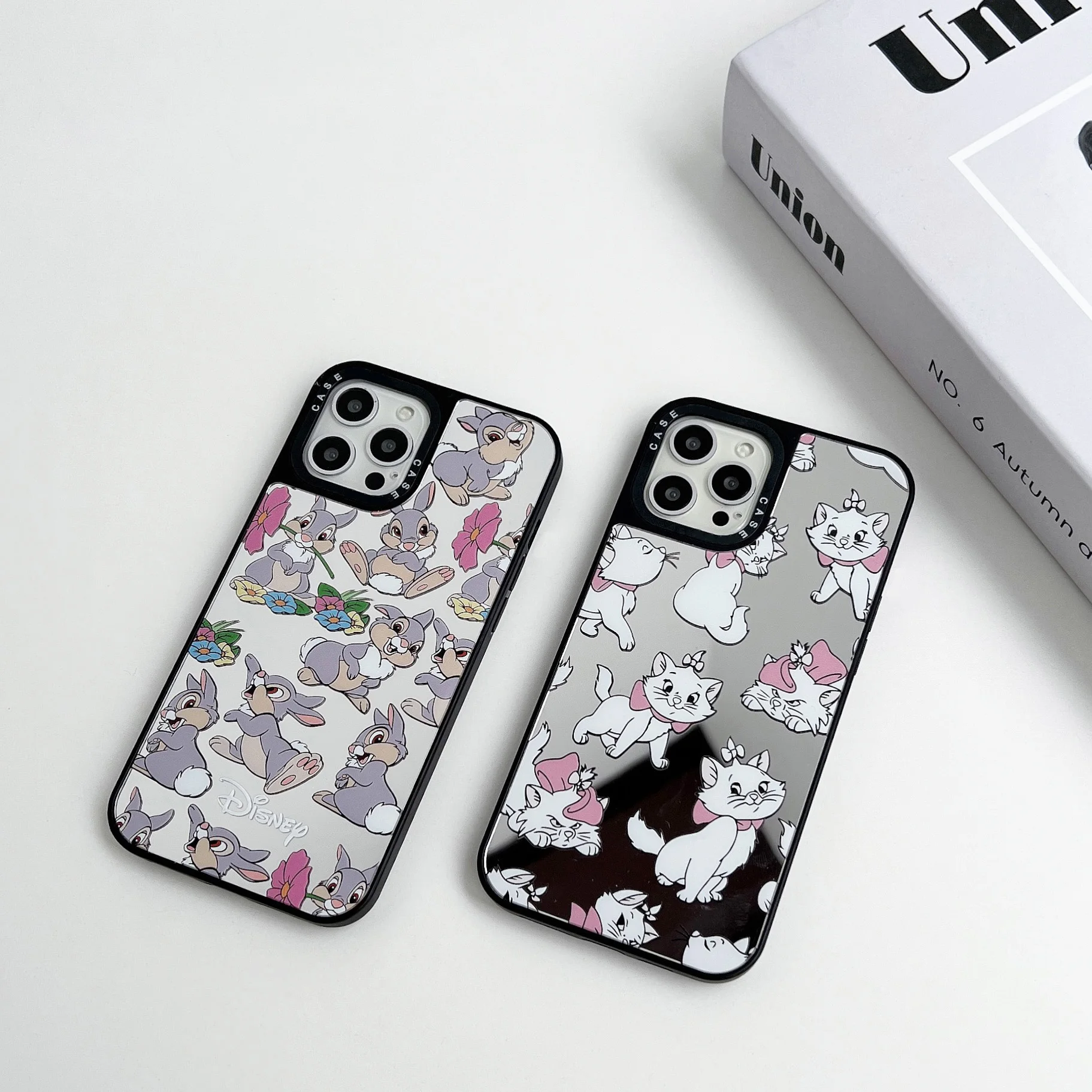 

Cartoon Mary Cat Rabbit Luxury Mirror Phone Cases For iPhone14 13 12 11 Pro Max XR XS MAX 8 X 7 SE Y2k Girl Painted Graffiti