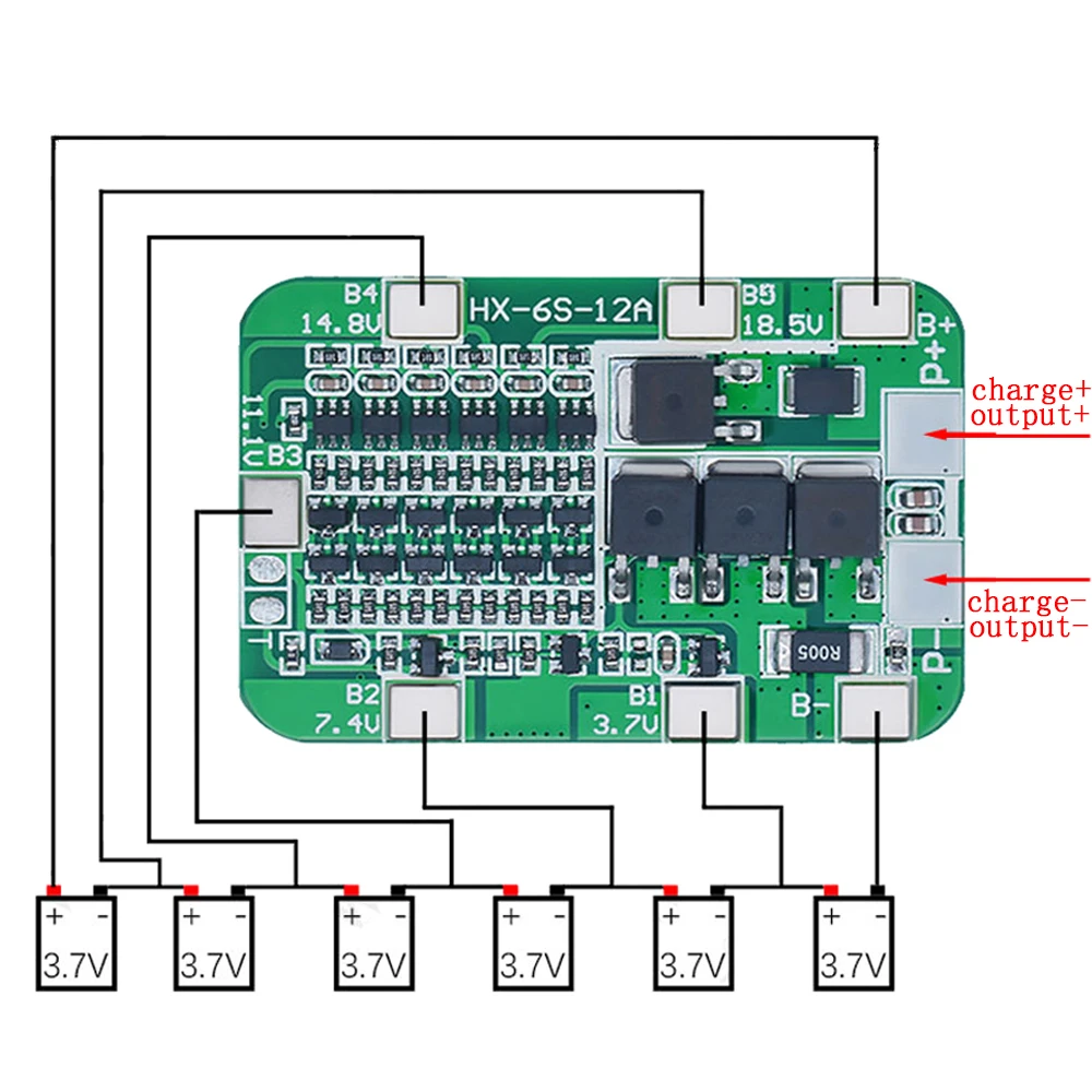 

6S 15A 24V PCB BMS Protection Board Li-ion Lithium-ion Battery Charging Protection Board for 6pcs 1086 Lithium-ion Battery BMS