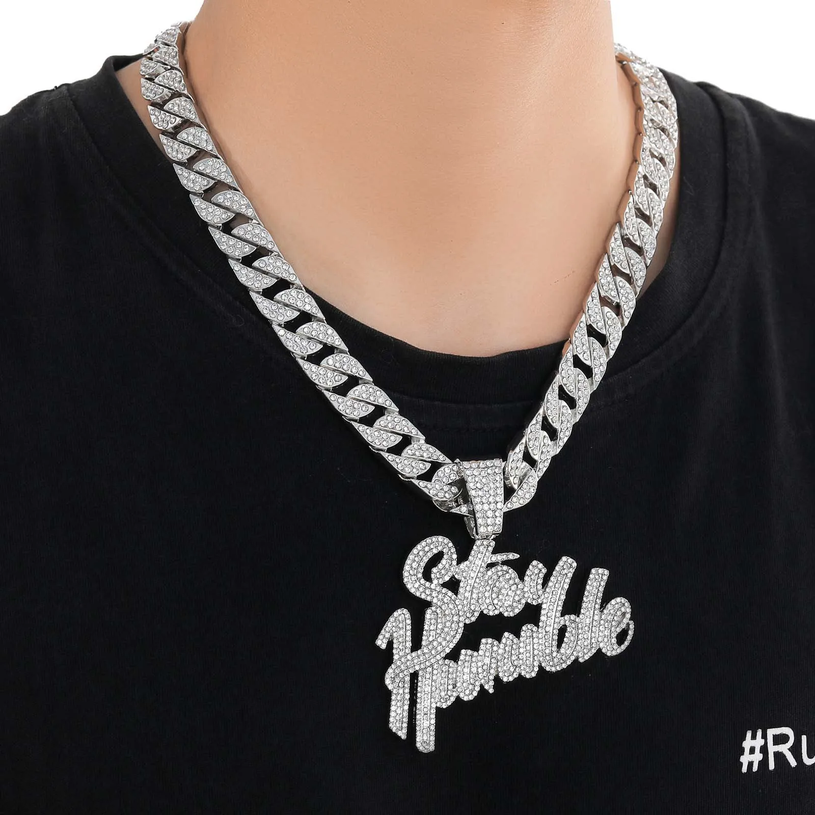 Мужское женское хип-хоп блестящие буквы Stay Humble кулон кубинское ожерелье золото