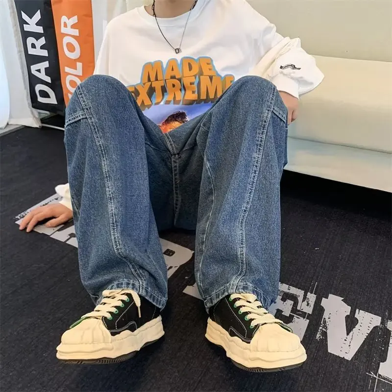 Men's Jeans Loose Casual Korean Streetwear Hip Hop Harajuku Jeans High Street Baggy Denim Pants