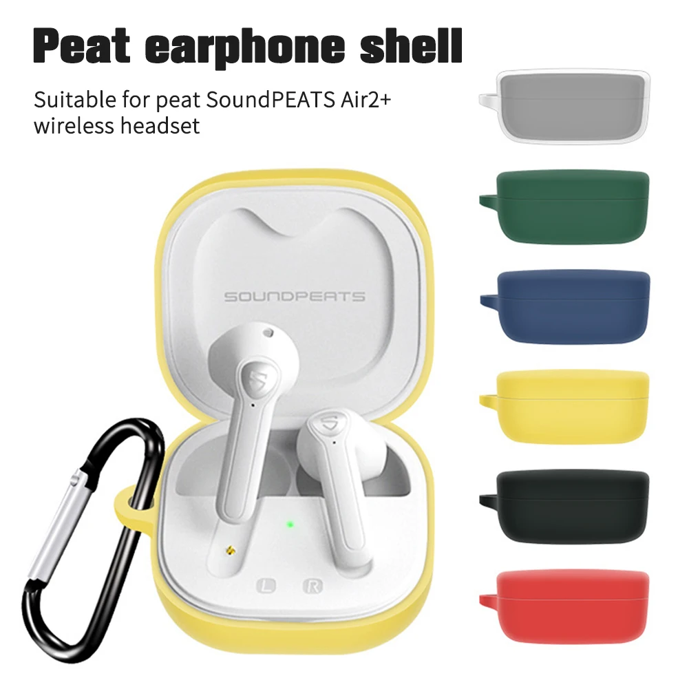 

Защитный чехол для SoundPEATS Air2 + защитный чехол для наушников, чехол для зарядки, силиконовый ударопрочный кожаный чехол с крючком доступа