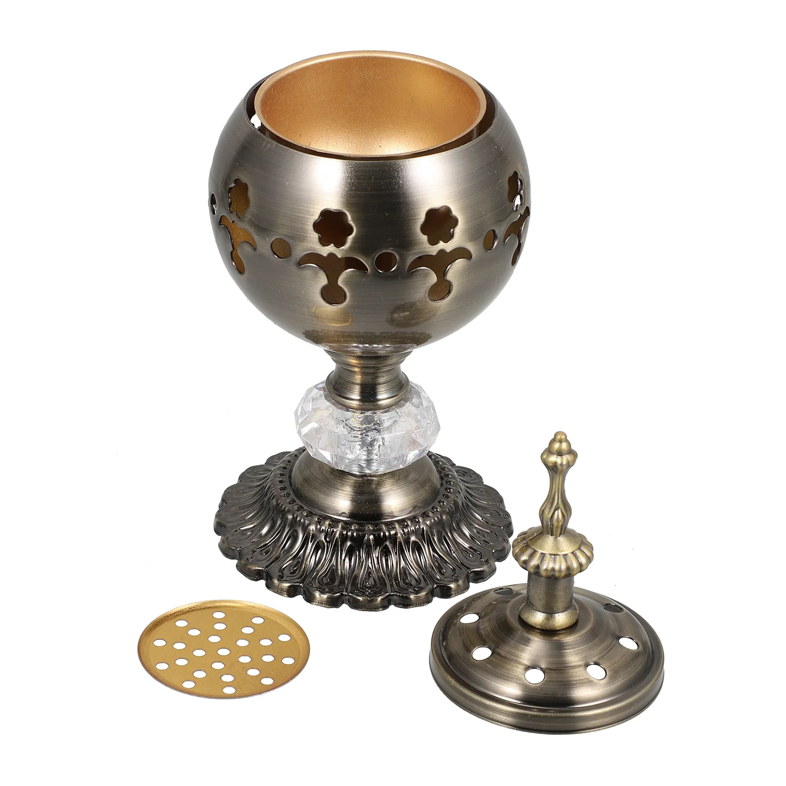

Burner Holdercharcoal Cone Vintage Cauldron Bowl Censer Iron Backflow Aroma Resin Ash Tealight Stick Frankincense Decorative