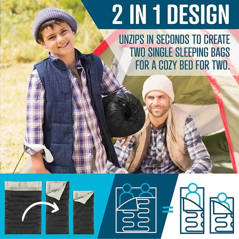 

Premium Durable Premium Durable Outdoor Accessories Size Sleeping Bag with Camping Pillow - Perfect for Camping, Hiking, Backpac