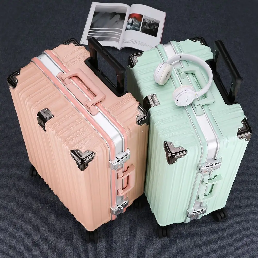 Luggage Fixed belt Women Pink White Travel Suitcase Carry On Spinner Rolling Luggage Hard Trolley Case Koffer Set