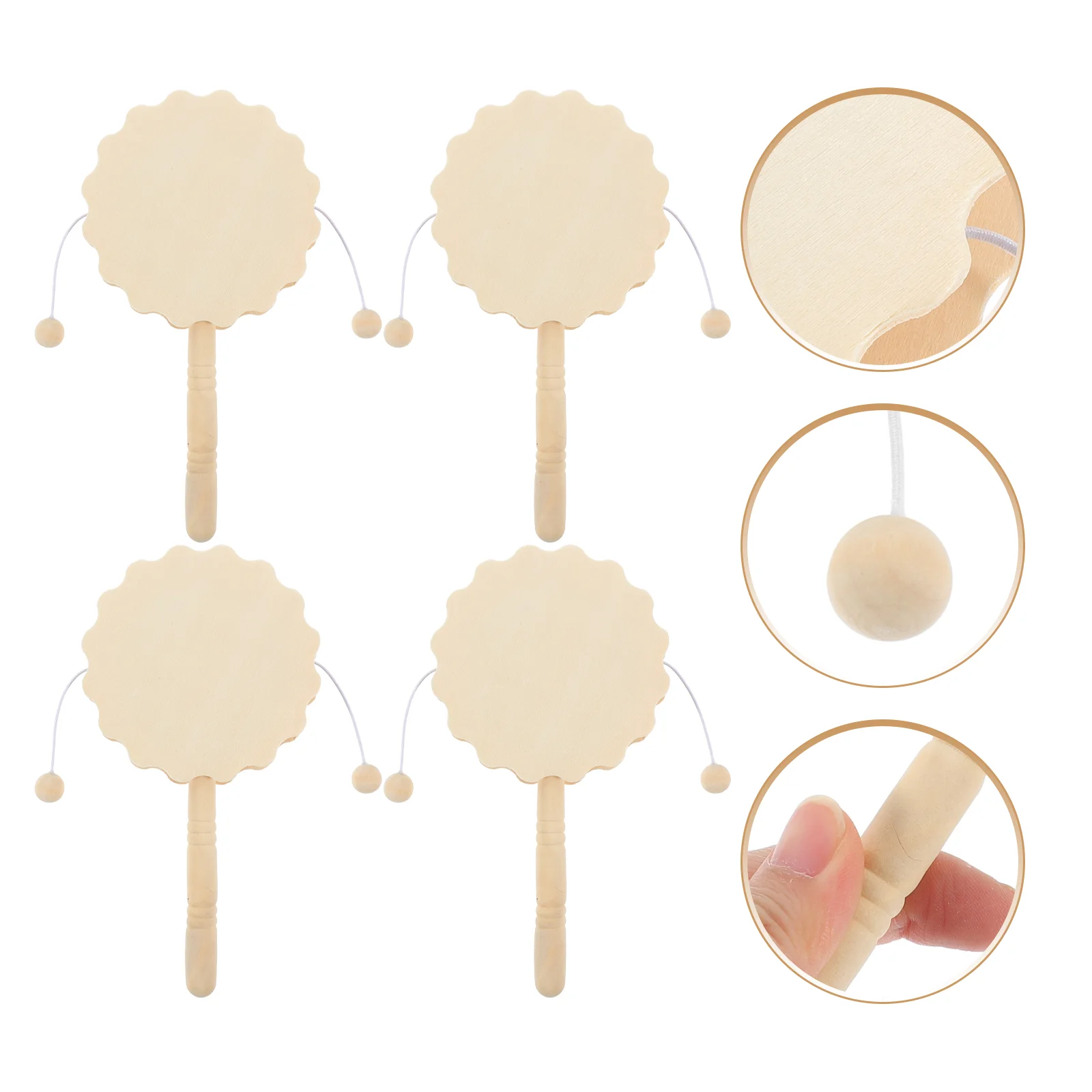 4 шт. деревянная погремушка неокрашенная погремушка-барабан DIY декоры украшения