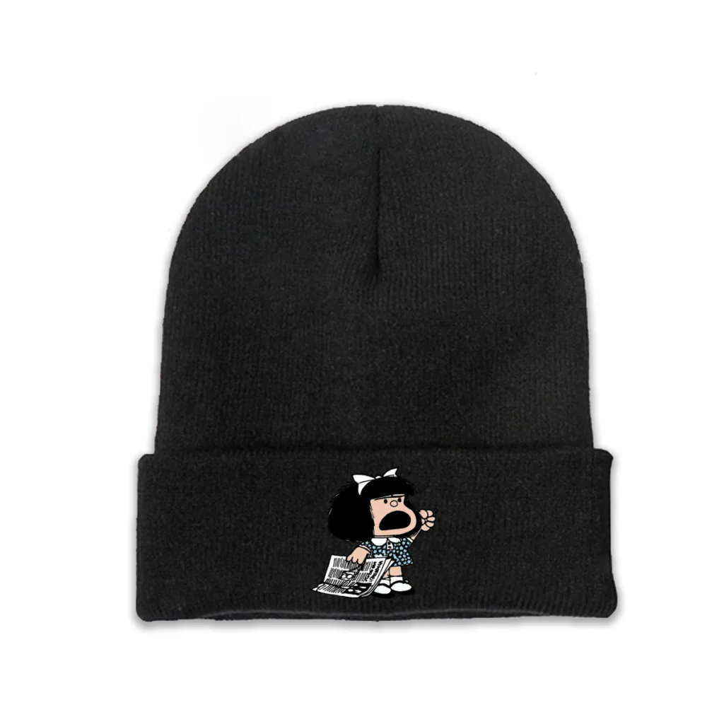 

Шапки Mafalda из комиксов Филипа, шапочки, шапка s, вязаная зимняя теплая шапка с изображением злого кулака, шапки унисекс, Лыжная шапка