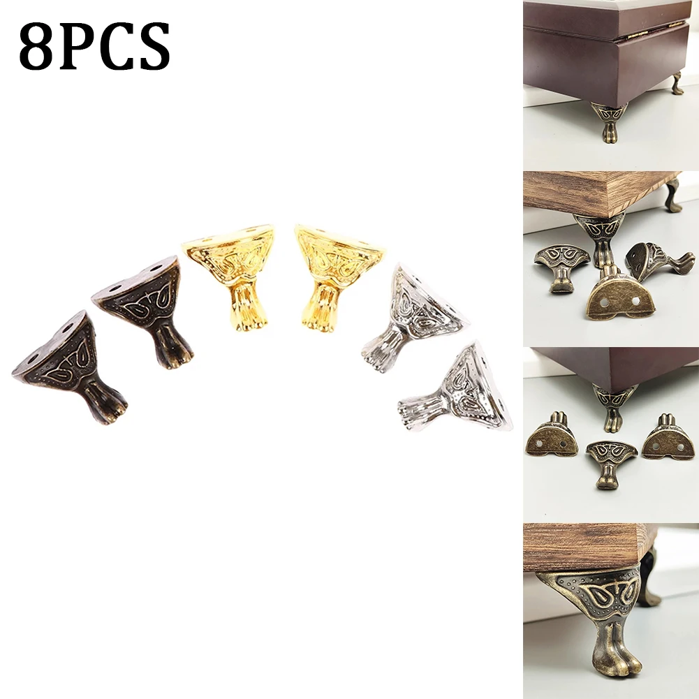 

8pcs Antique Brass Silvery Vintage Jewelry Chest Gift Wine Box Wooden Case Decor Feet Leg Corner Protector Cover Bracket Support