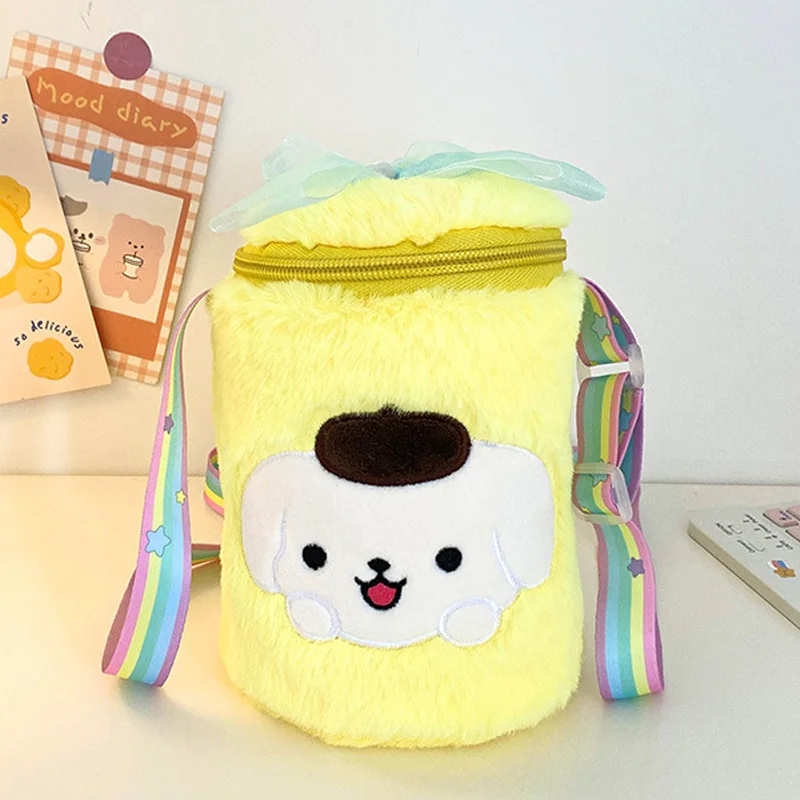 

Pompompurin Sanrio Kuromi Plush Cartoon Girl Diagonally Across Bag Hello Kitty Peluches Coin Purse Plushies Versatile Bucket Bag