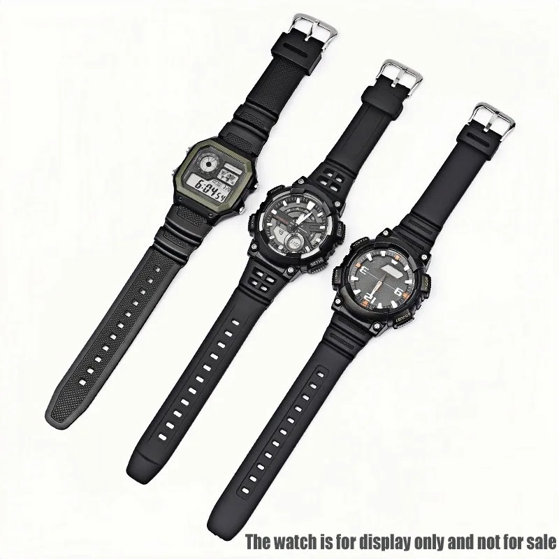 Фото Резиновый ремешок для часов 18 мм для Casio AQ-S810W/S800W W-735H SGW-300 AE-1000W/1200, мужской мягкий браслет, аксессуары, ремешок на запястье №2