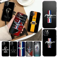 phone case for apple iphone 13 12 11 8 7 se xr xs max 5 5s 6 6s plus pro soft silicone case cover luxury cars mustang logo