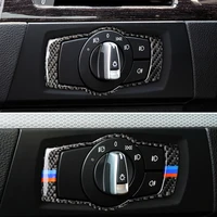 car interior accessories headlight switch frame cover trim carbon fiber sticker for bmw e90 e92 e93 320i 325i 2005 2012
