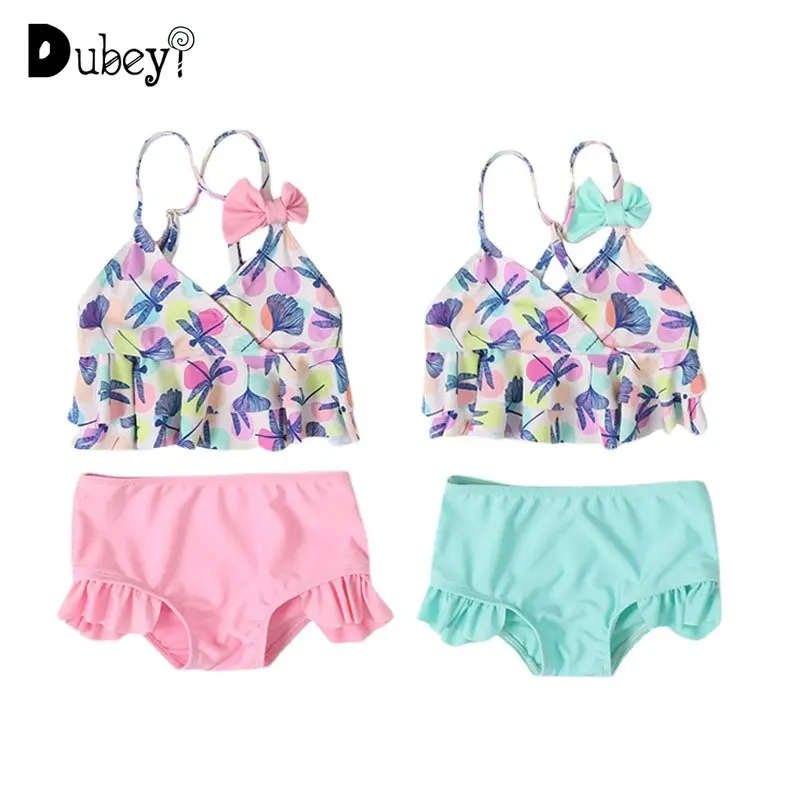 

Новый купальный костюм на бретельках для маленьких девочек, бикини, детский купальник из двух предметов для девочек 1-6 лет, модный купальный...