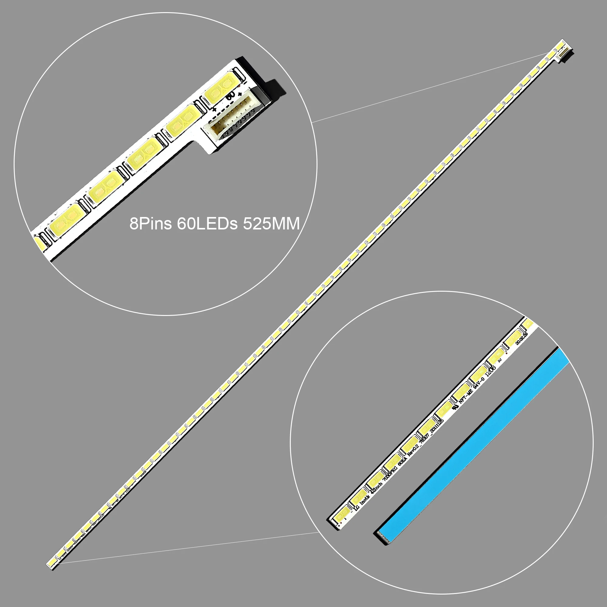 2Pieces/lot 60LED 525mm LED backlight strip for LIG42LS570T 42LS570S 42LS575S T420HVN01.0 42inch 7030PKG 60ea 74.42T23.001-2-DS