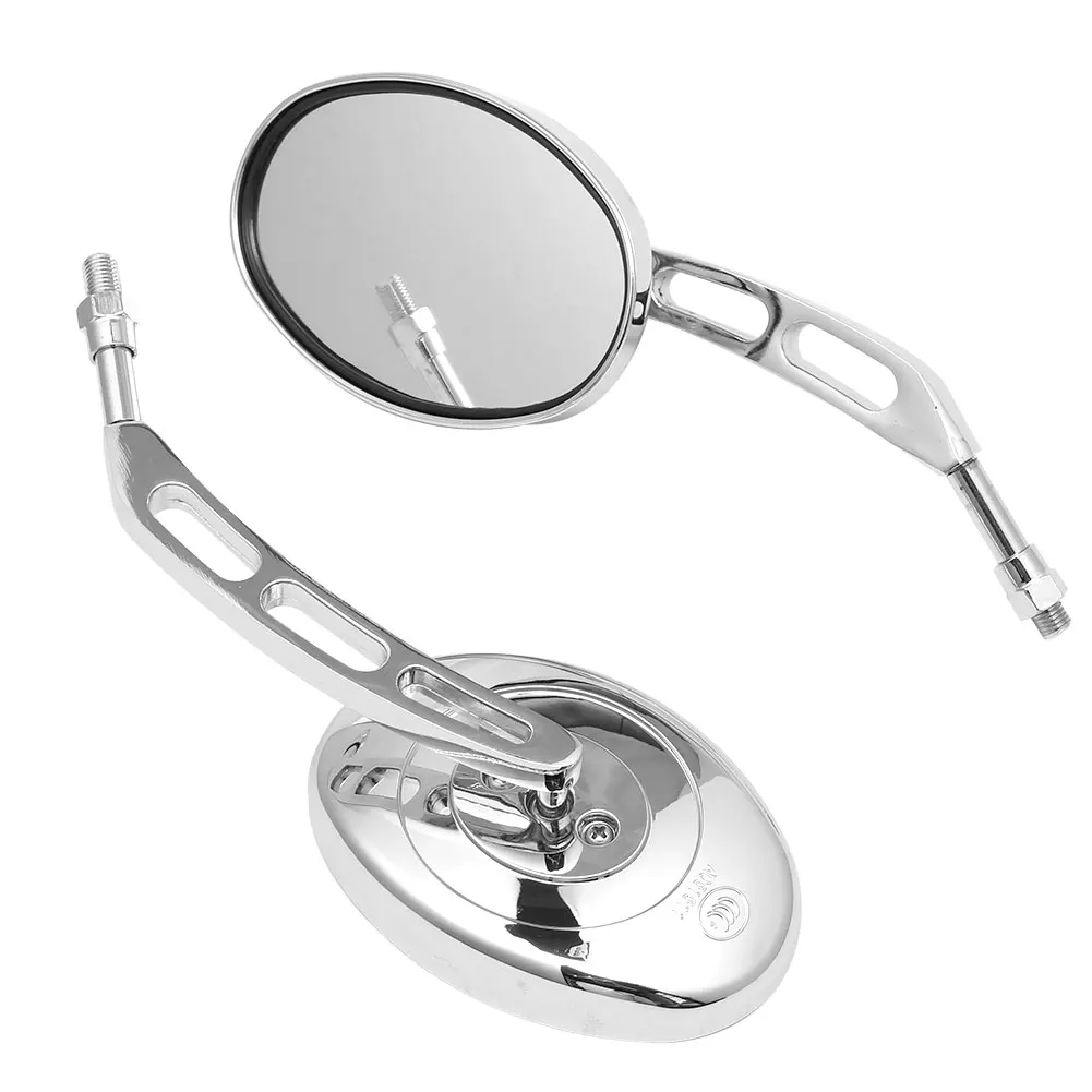 Black 10mm Motorcycle Rear View Side Mirrors for Honda Yamaha Kawasaki Cruiser Chopper and Street Bike